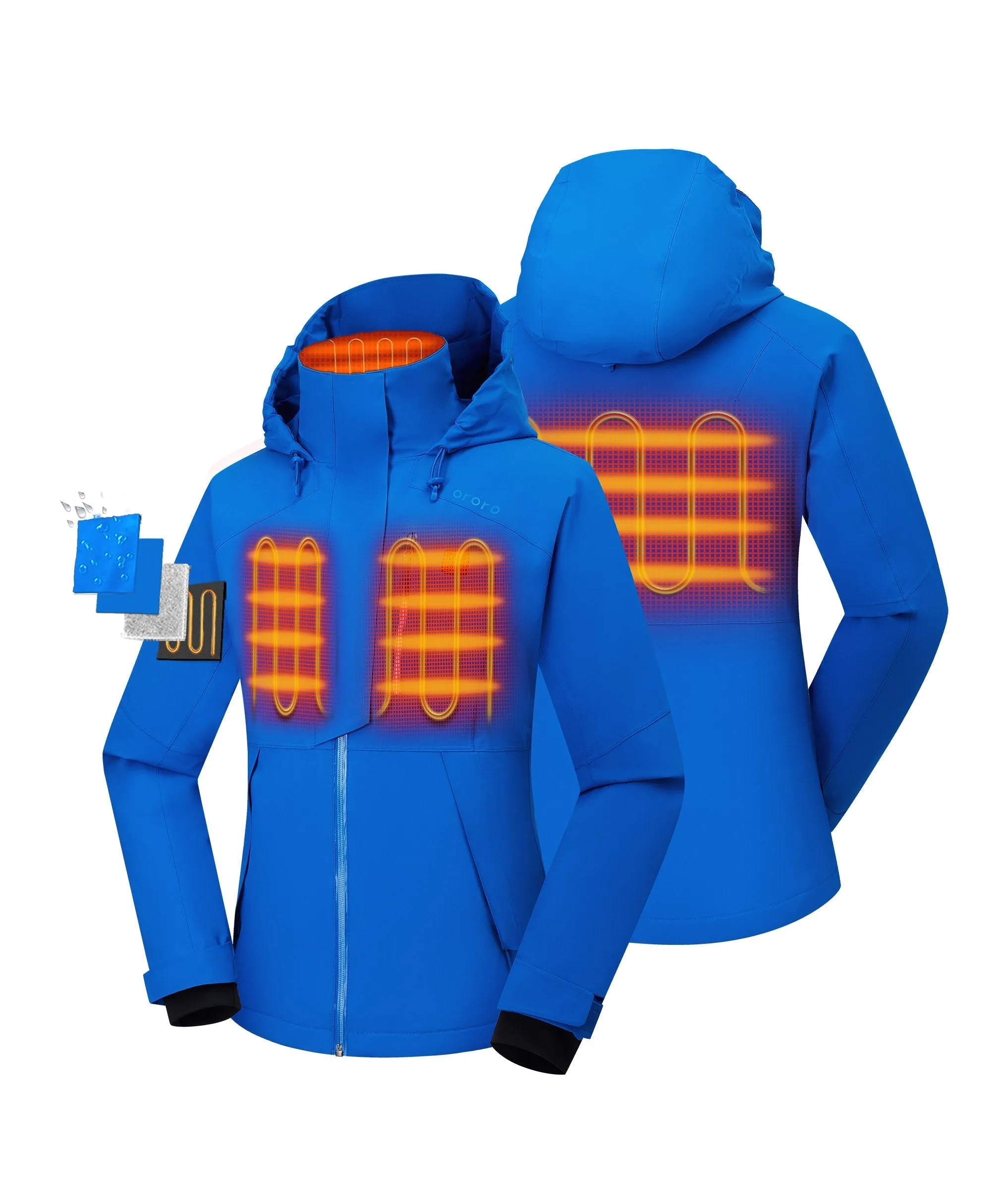 Women's Waterproof Heated Ski Jacket - Black/Blue (Apparel Only)