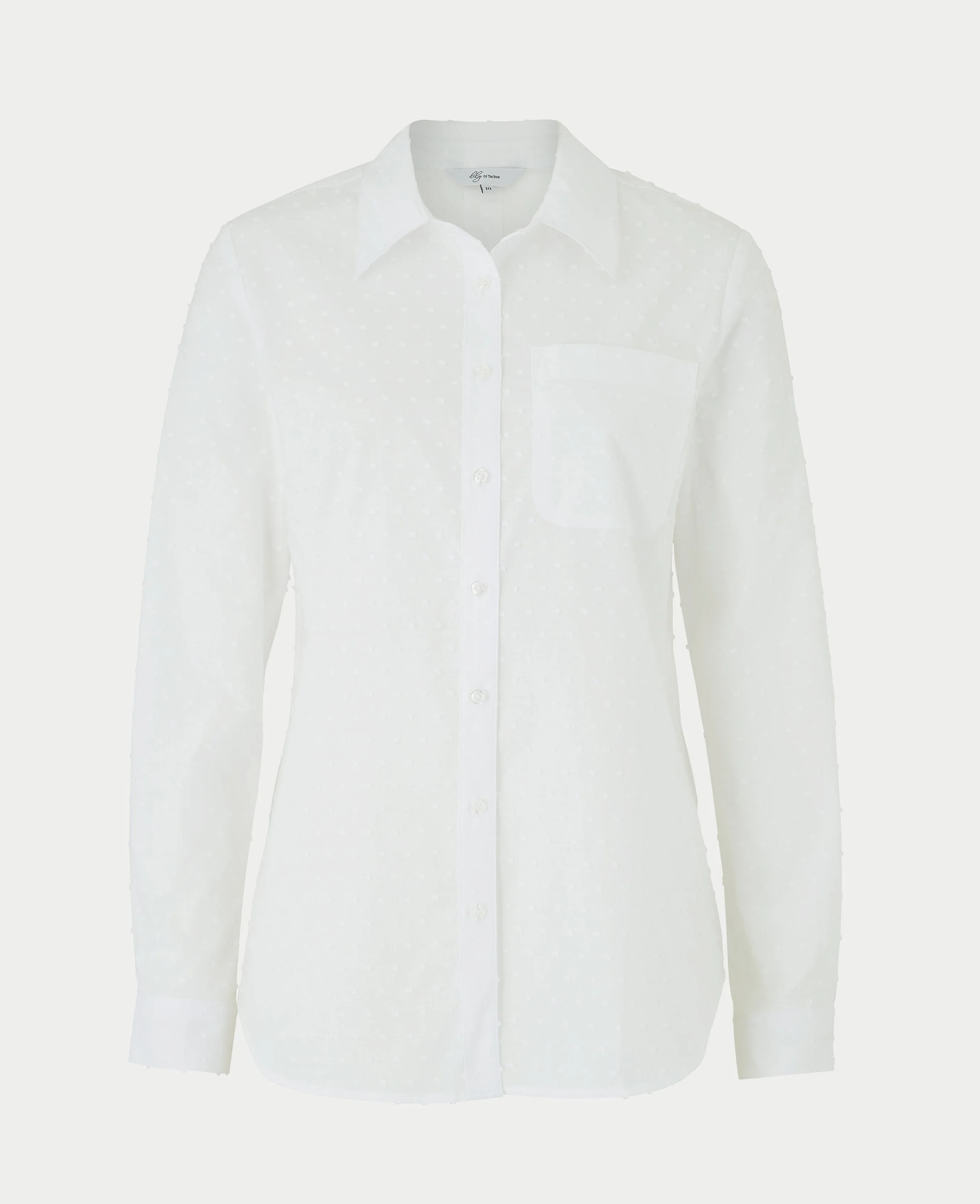 Women's White Dobby Spot Semi-Fitted Shirt